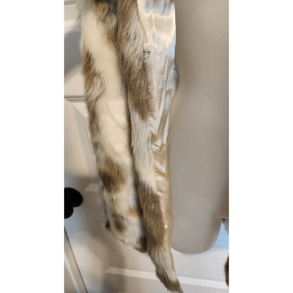 Luxe Patchwork Faux Fur Vest Soft Sleek Brown Blue Multi Mob Wife Aesthetic S - Picture 4 of 10